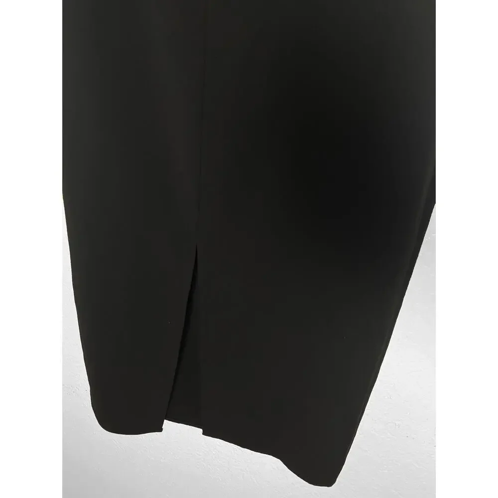 Toteme Women's Black One Shoulder Midi Dress Back Slit Cocktail Party Minimalist
